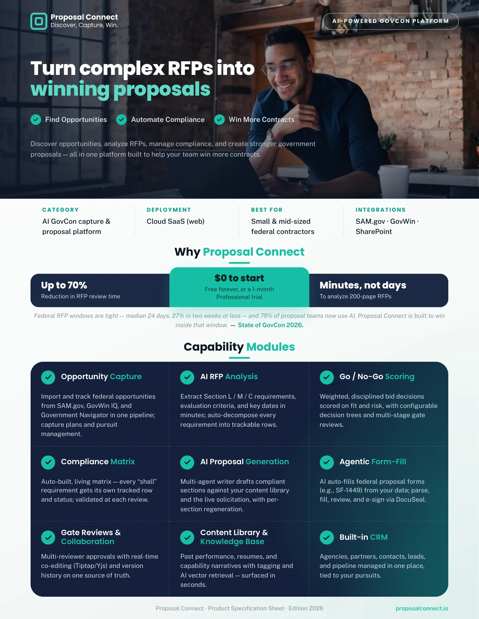 Proposal Connect Spec Sheet — page 1 of 2