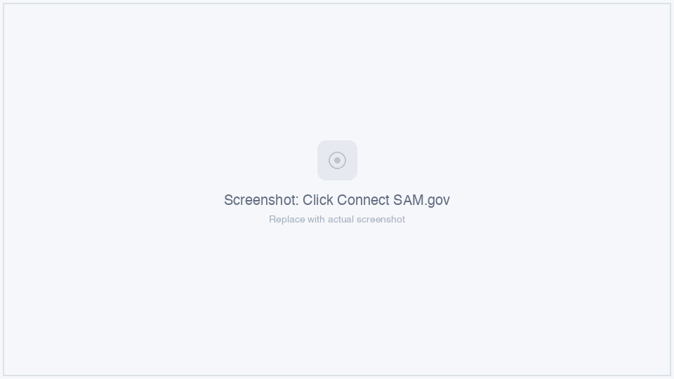 SAM.gov card with Connect button