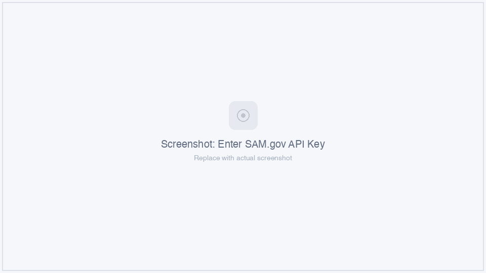 Entering SAM.gov API key in Proposal Connect