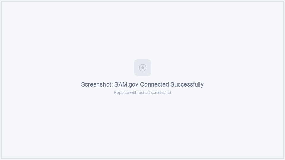 SAM.gov connected successfully with opportunities listed