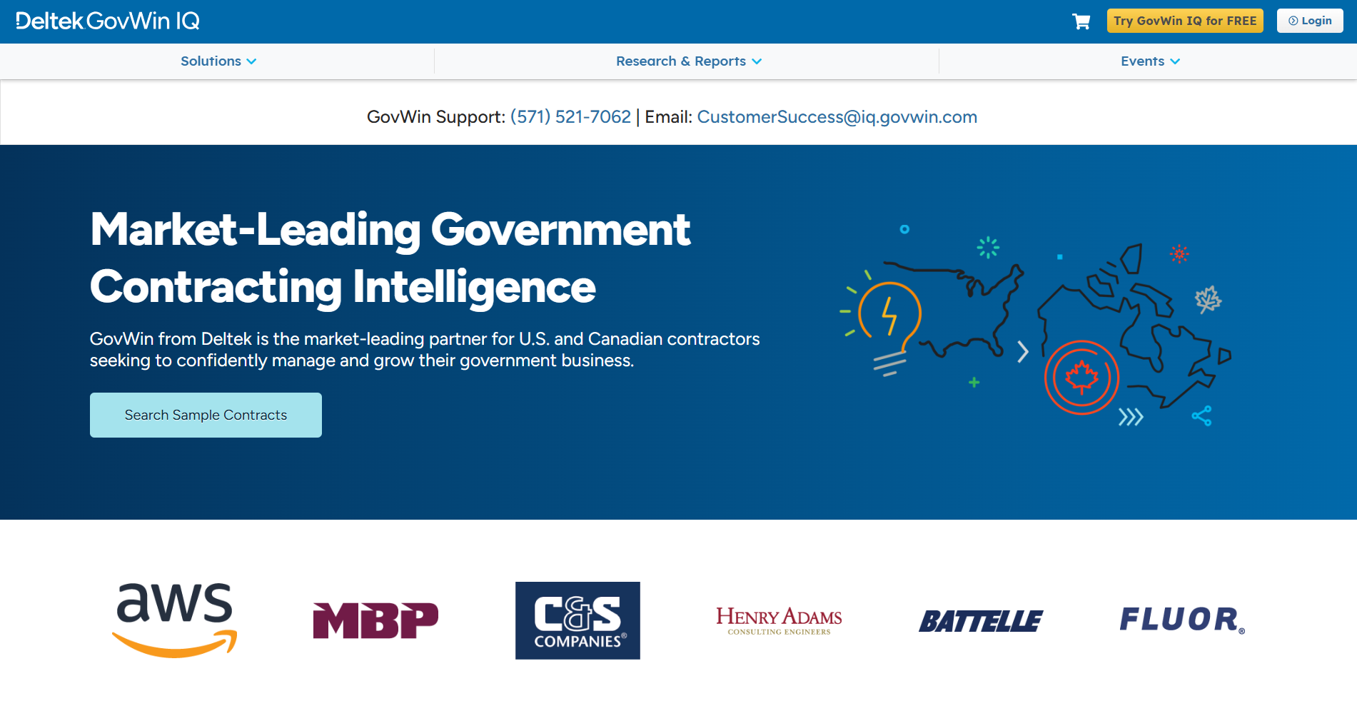 GovWin IQ by Deltek UI screenshot showing federal opportunity intelligence and pipeline