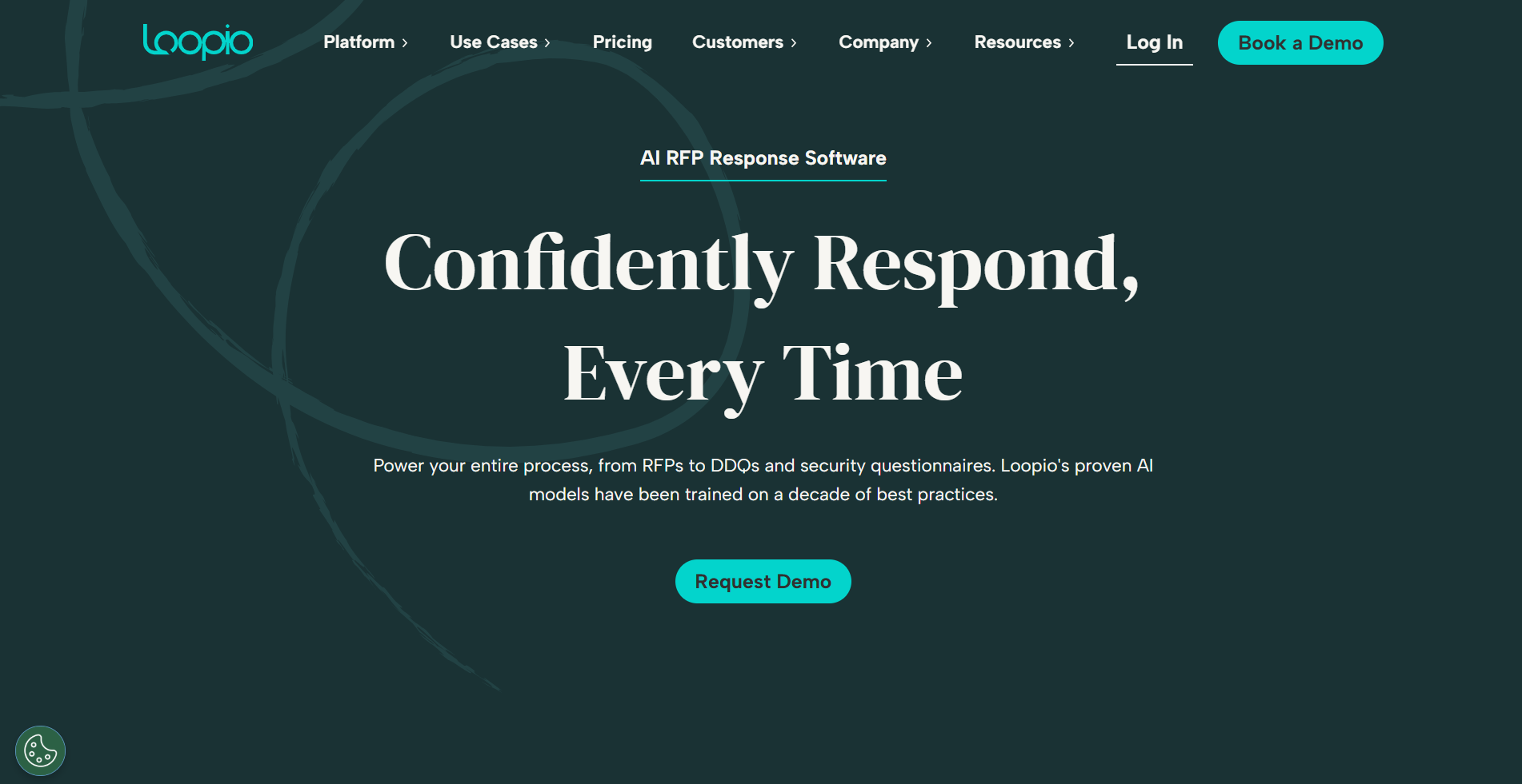 Loopio content library UI screenshot showing AI-powered RFP response management