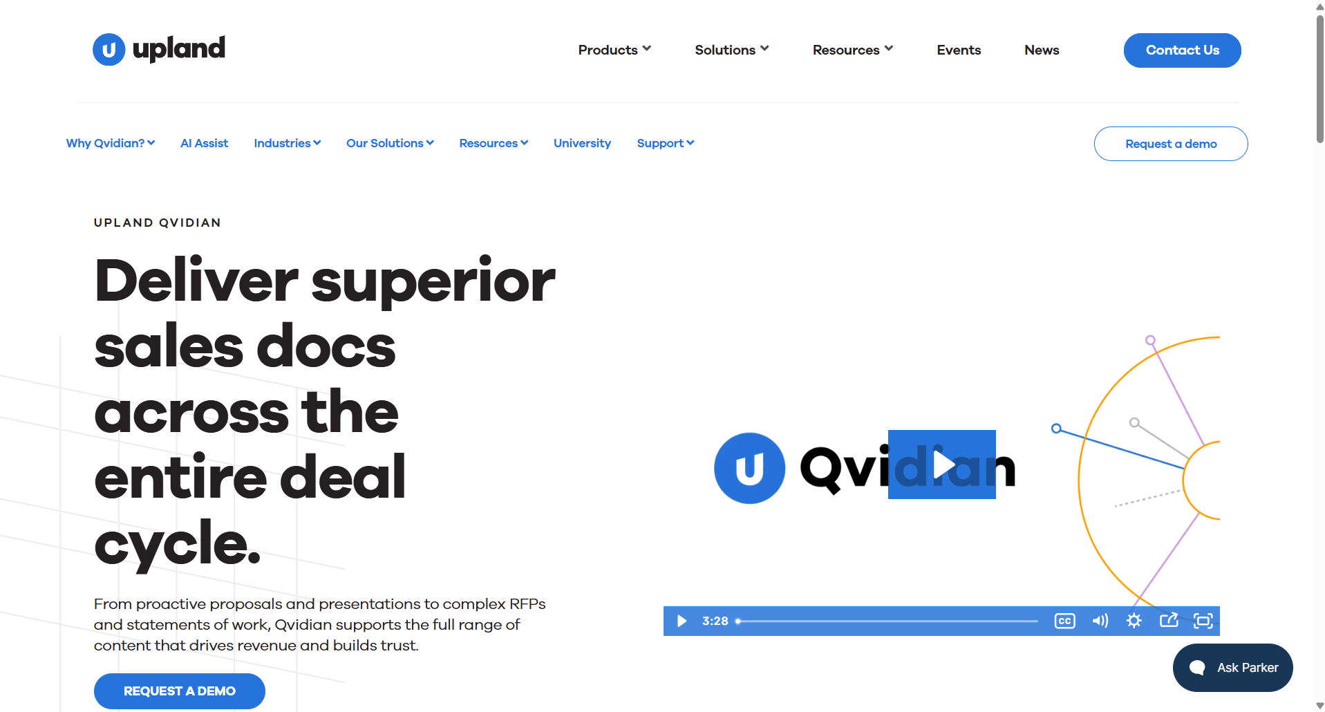 Qvidian (Upland Software) UI screenshot showing enterprise proposal automation